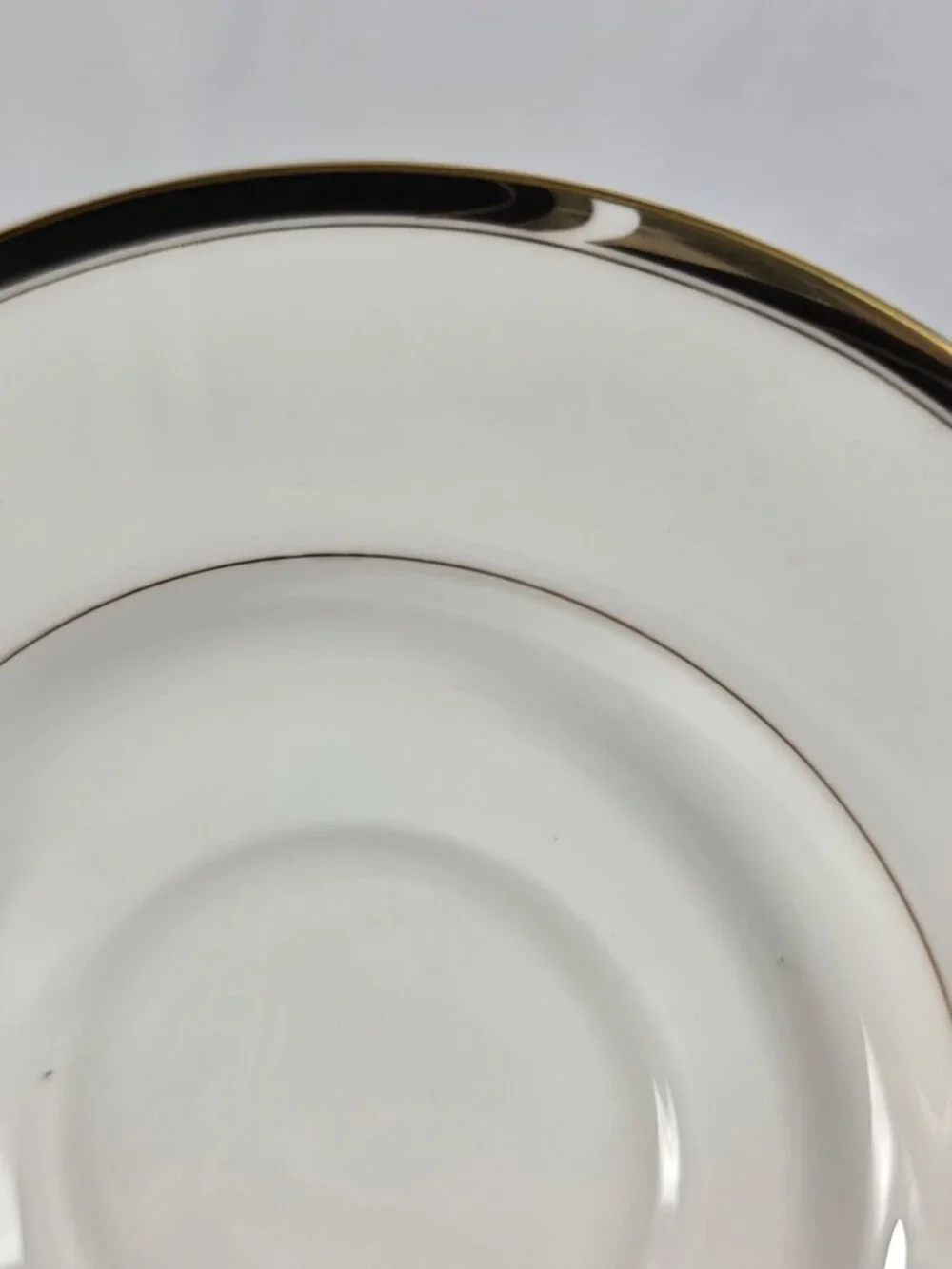 ONE Mikasa Academy Bone China Cup & Saucer Set White with Black & Gold Band